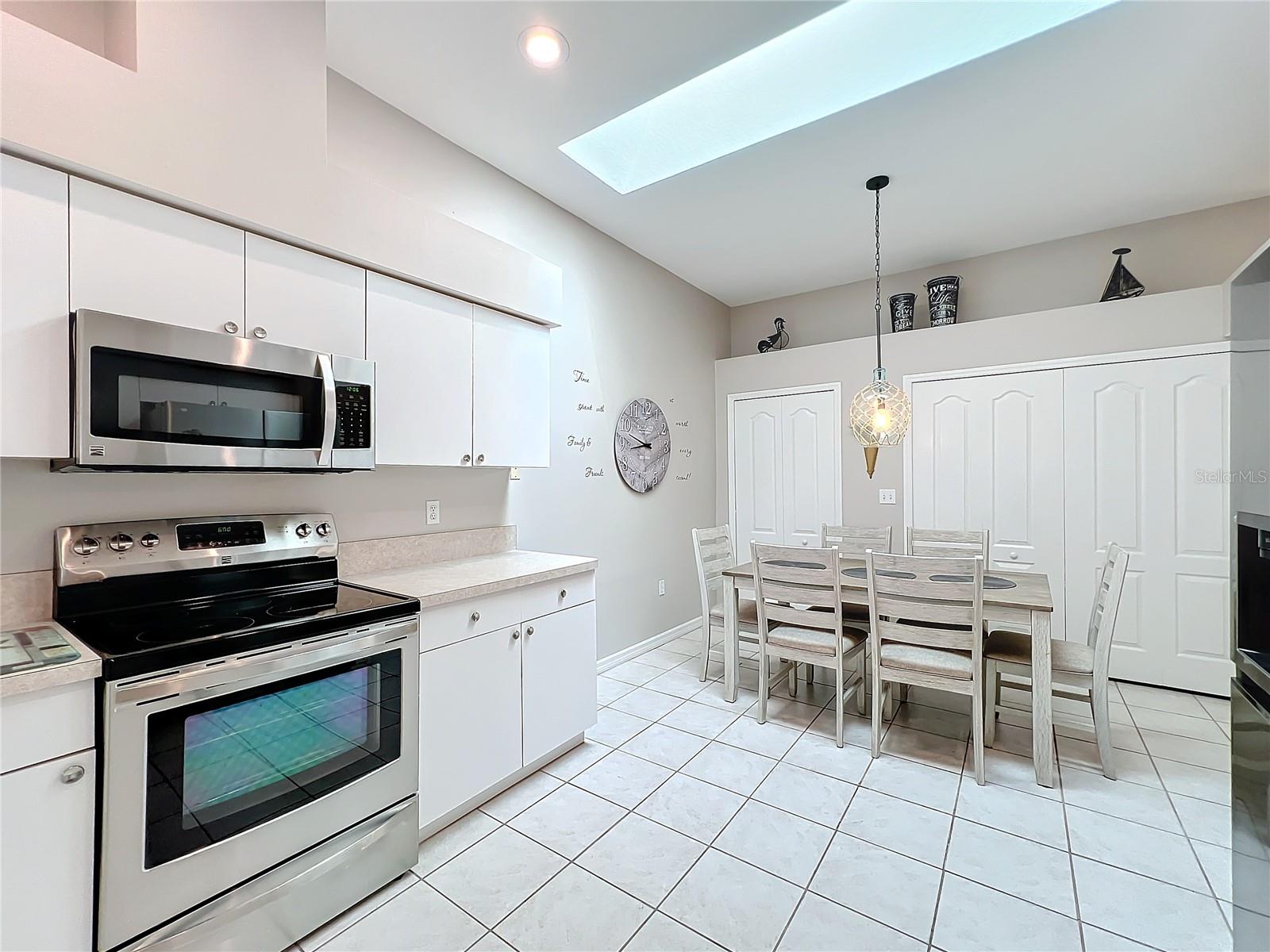 The closet to the left is a pantry. The double closet to the right is your laundry closet with washer / dryer and storage space. Above the closet  is an excellent spot for those treasured large knick-knacks.