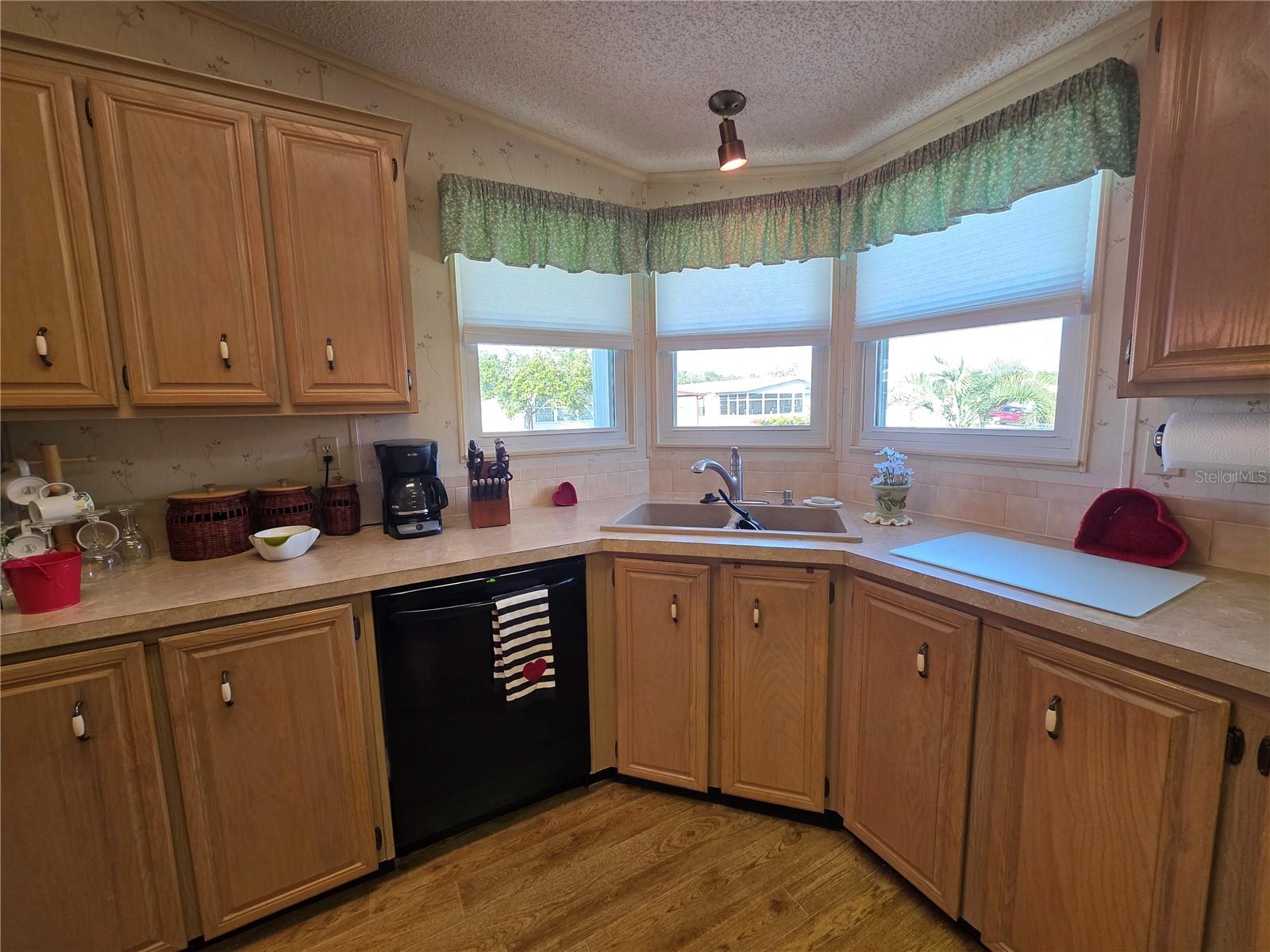 Corner sink with a view of front yard & Kimela Ave.