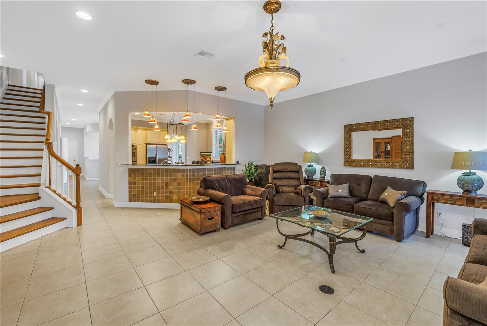 Living area is spacious and open to the kitchen