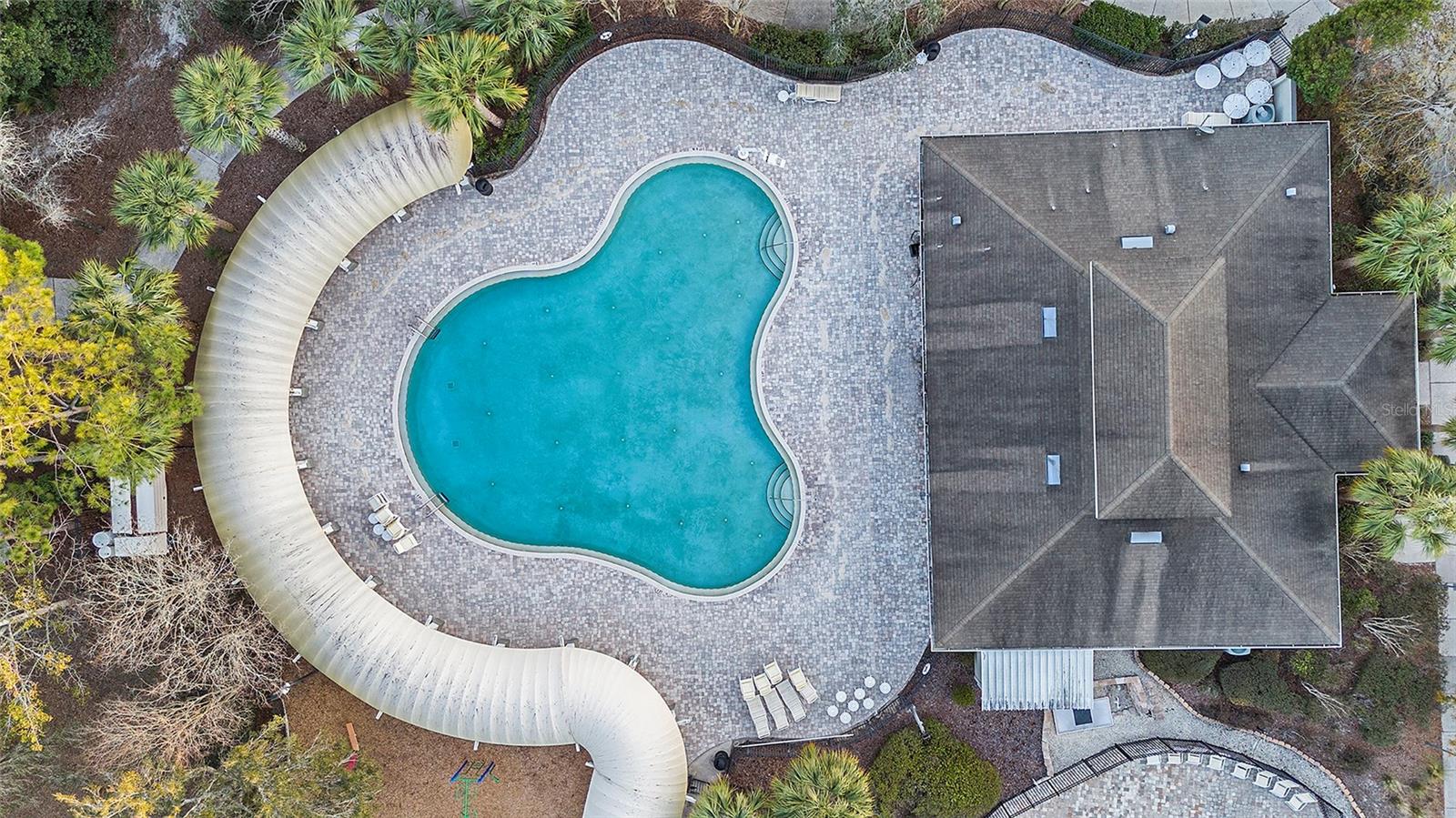 One of the two community pools