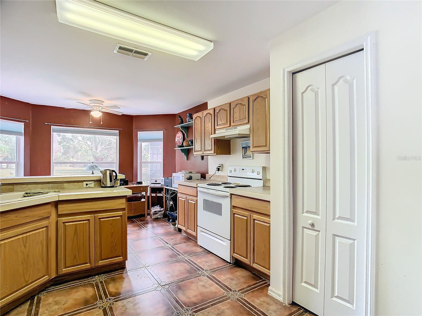 Kitchen view with pantry door