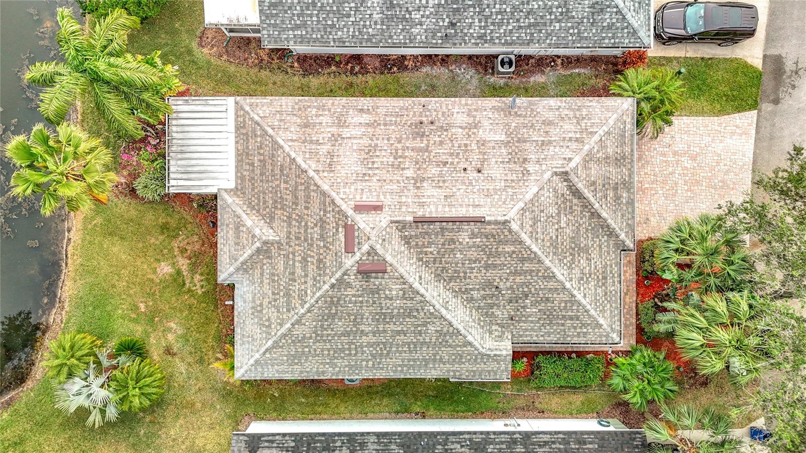 Aerial view of the roof only 2 years old