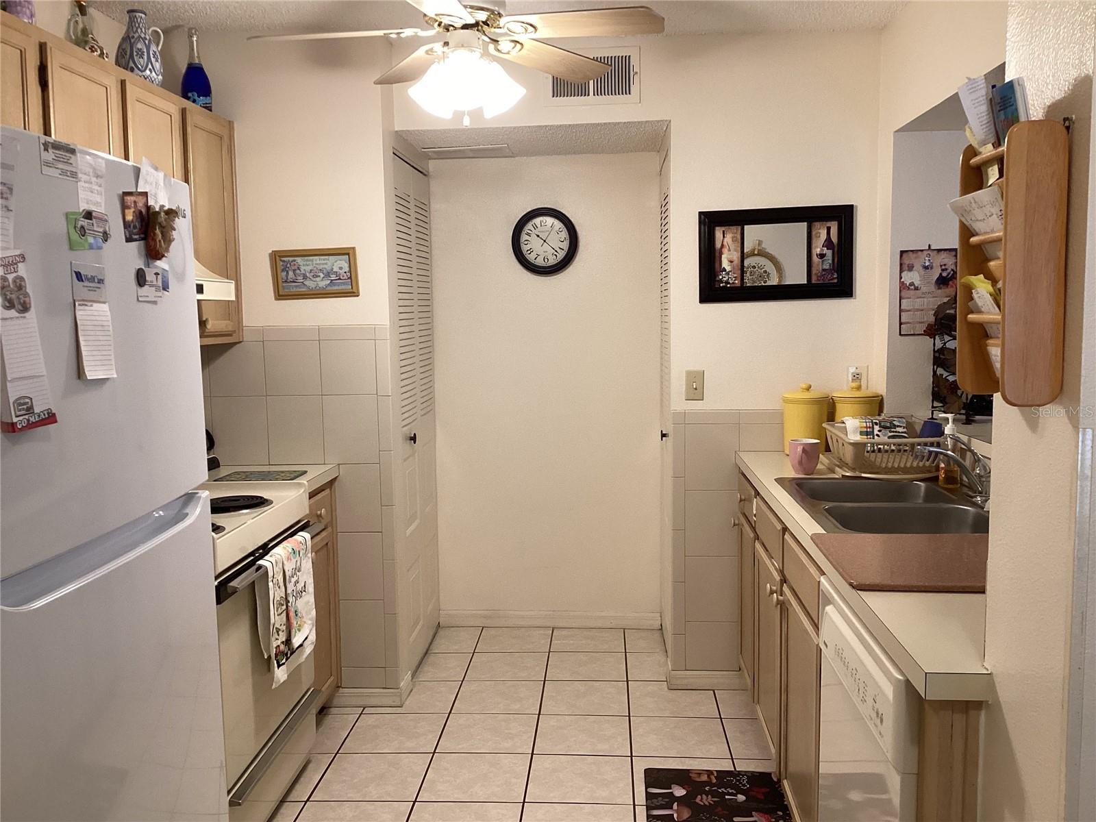 Galley-style kitchen.