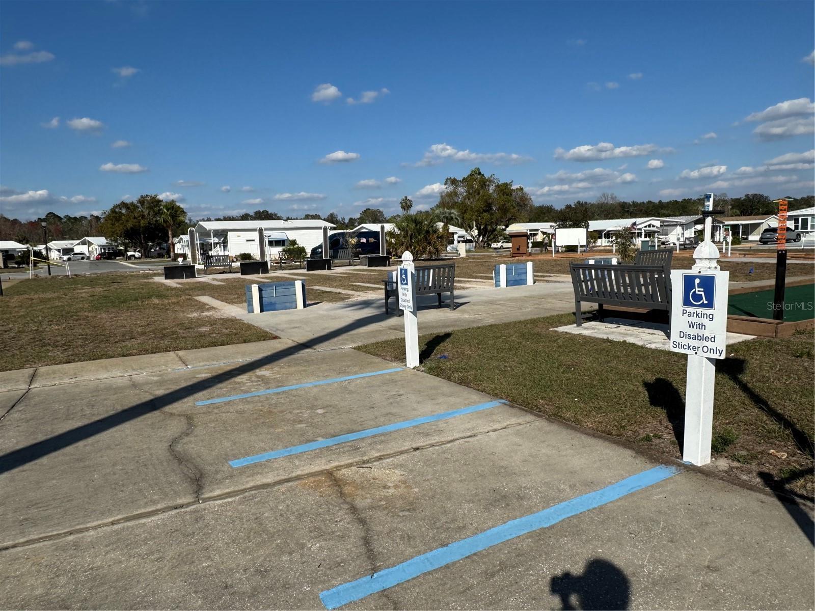 Disabled golf cart parking at activities center