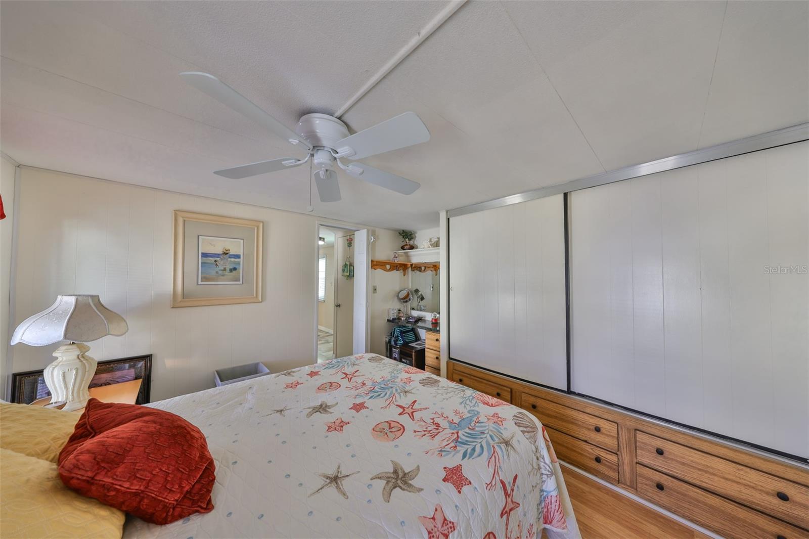 Primary bedroom with lots of closet space.