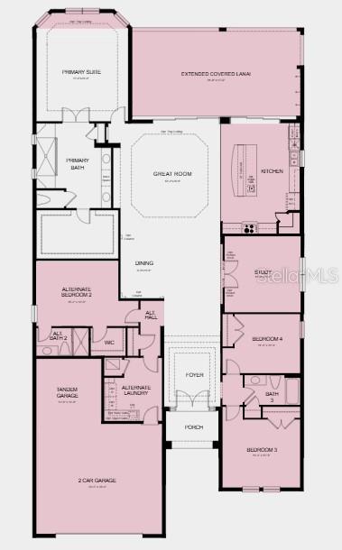 Structural options added include: tray ceiling in the primary suite, tandem garage, gourmet kitchen, additional bedroom with full bathroom, bay window in the primary bedroom, study, and covered extended lanai with an outdoor kitchen rough-in.