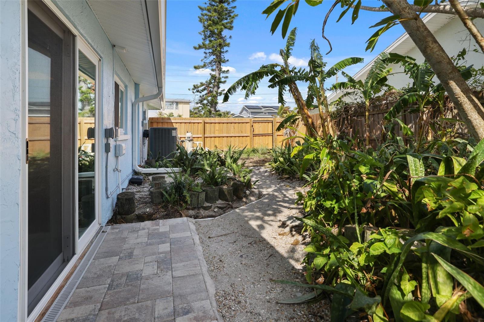 Fenced Backyard with Tropical Setting