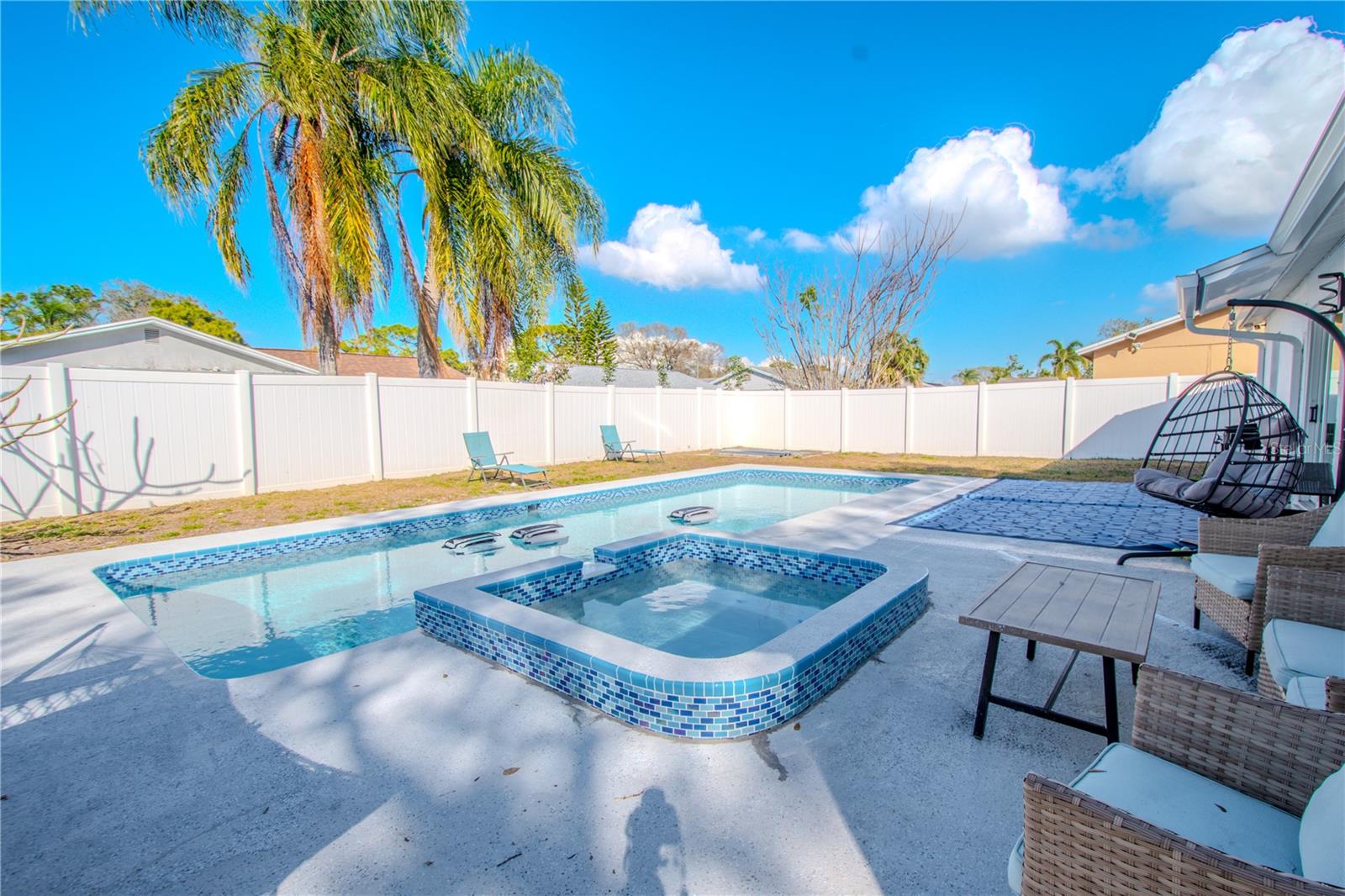 The salt water pool and spa.