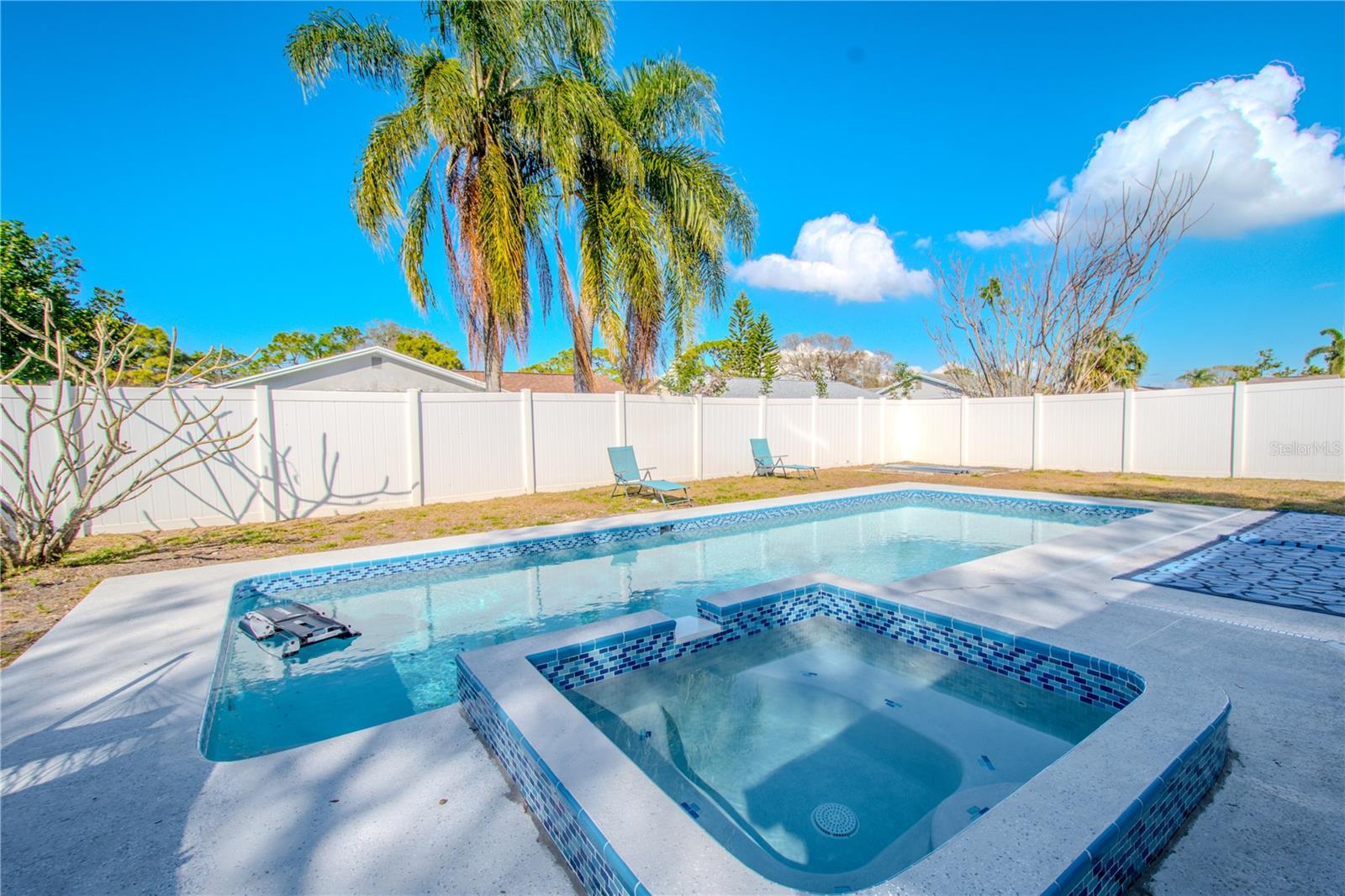 The salt water pool and spa.