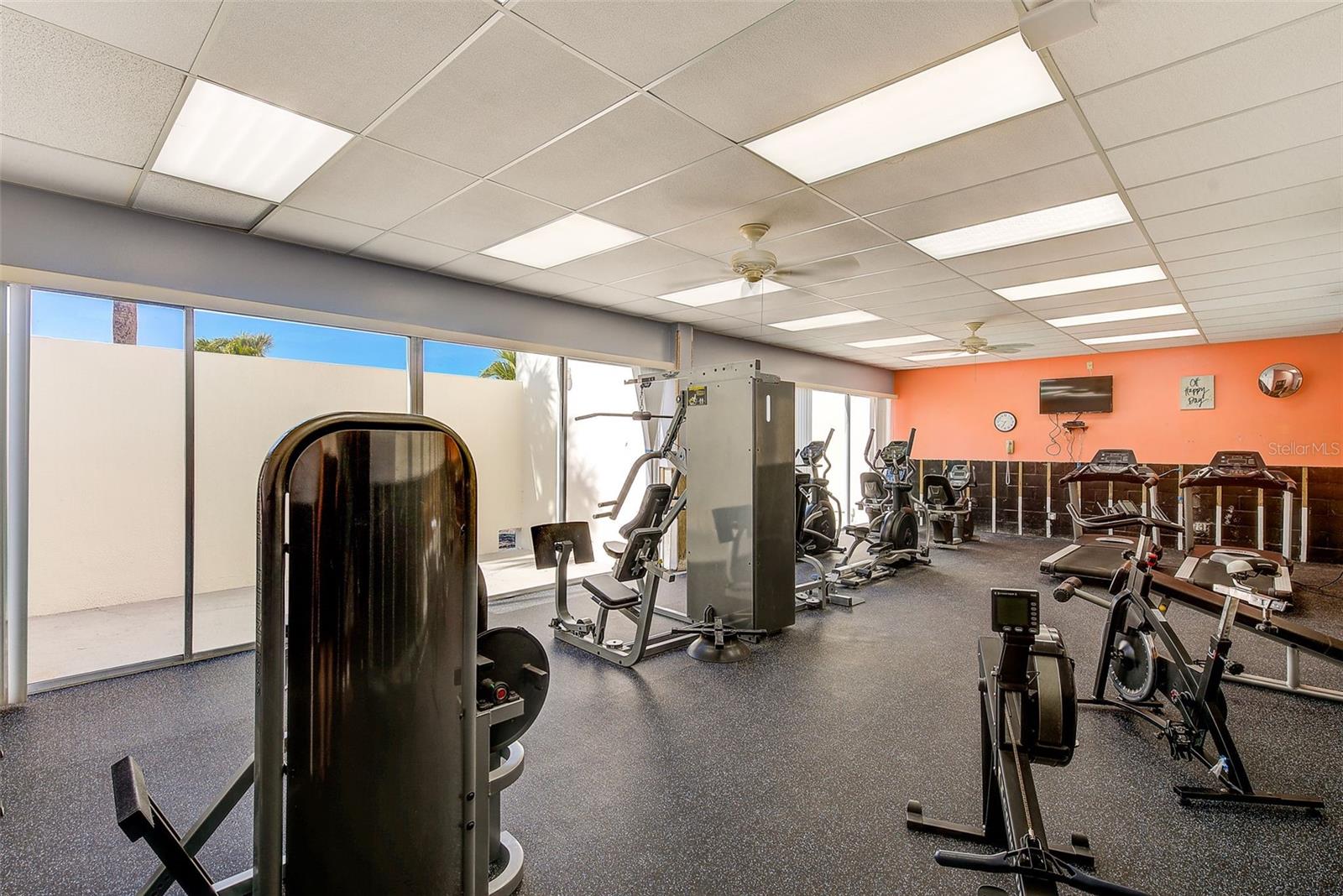 Fitness center exercise machines are available to use while some of the clubhouse areas are being remodeled