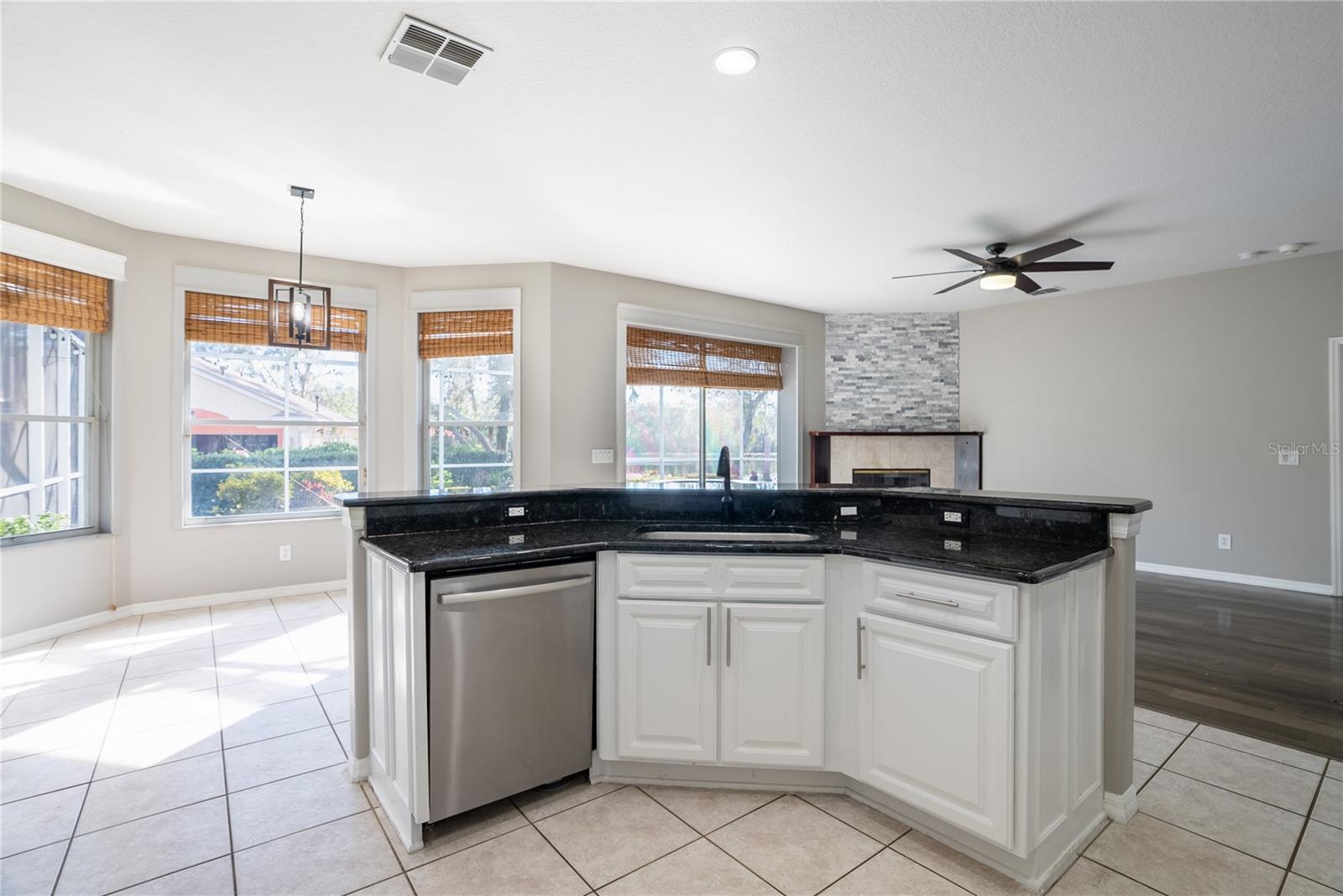 Kitchen Island looking to the lake