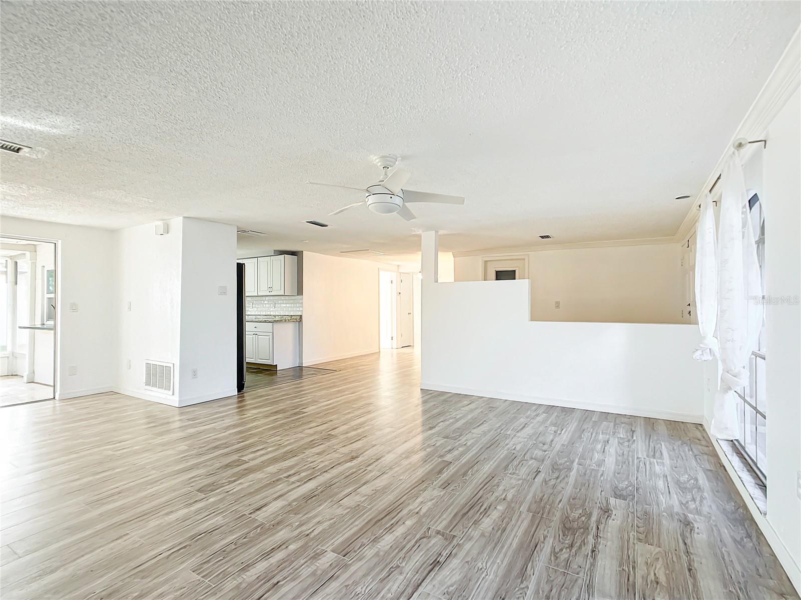 living room with new laminate floors