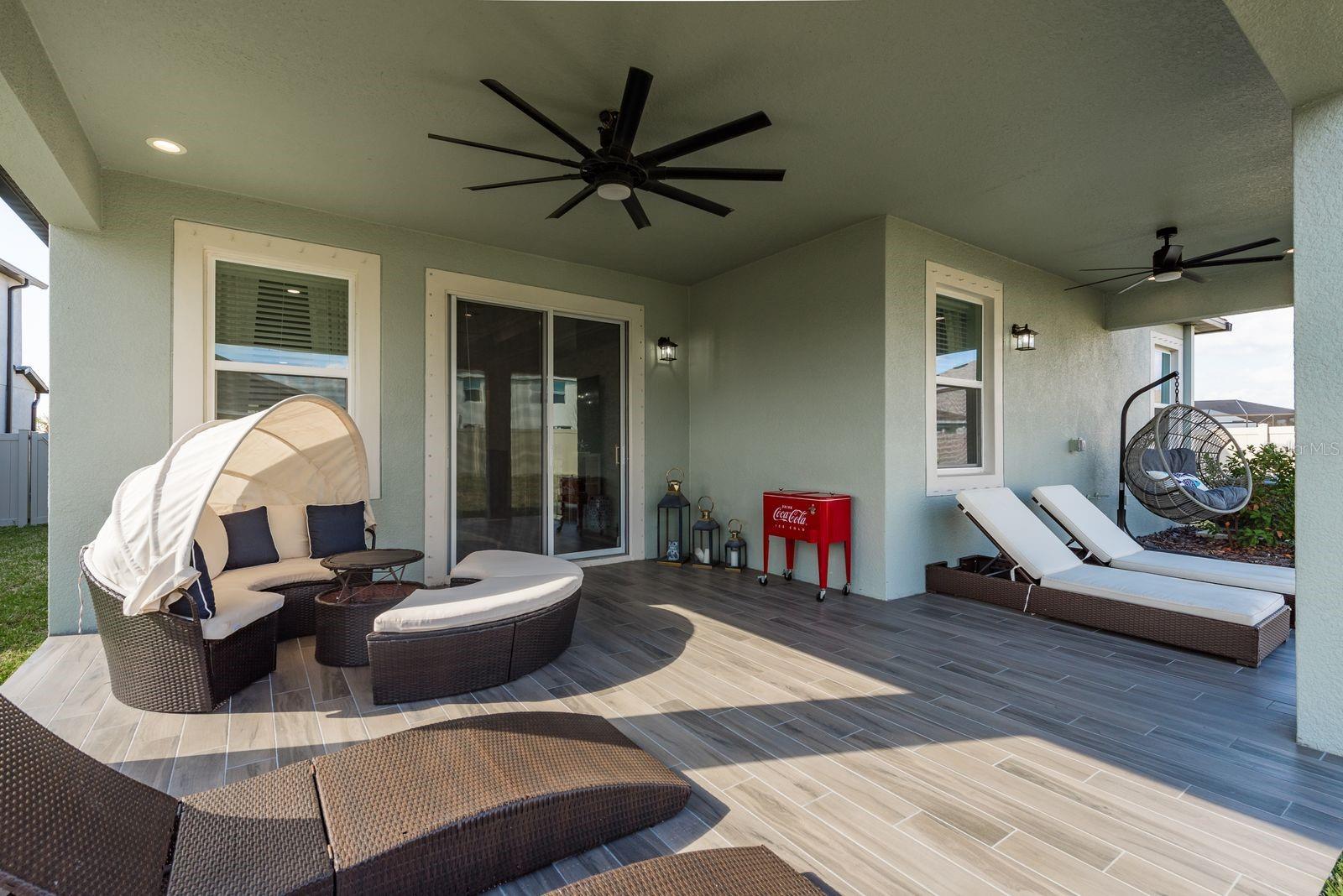 New tile in the expansive lanai.