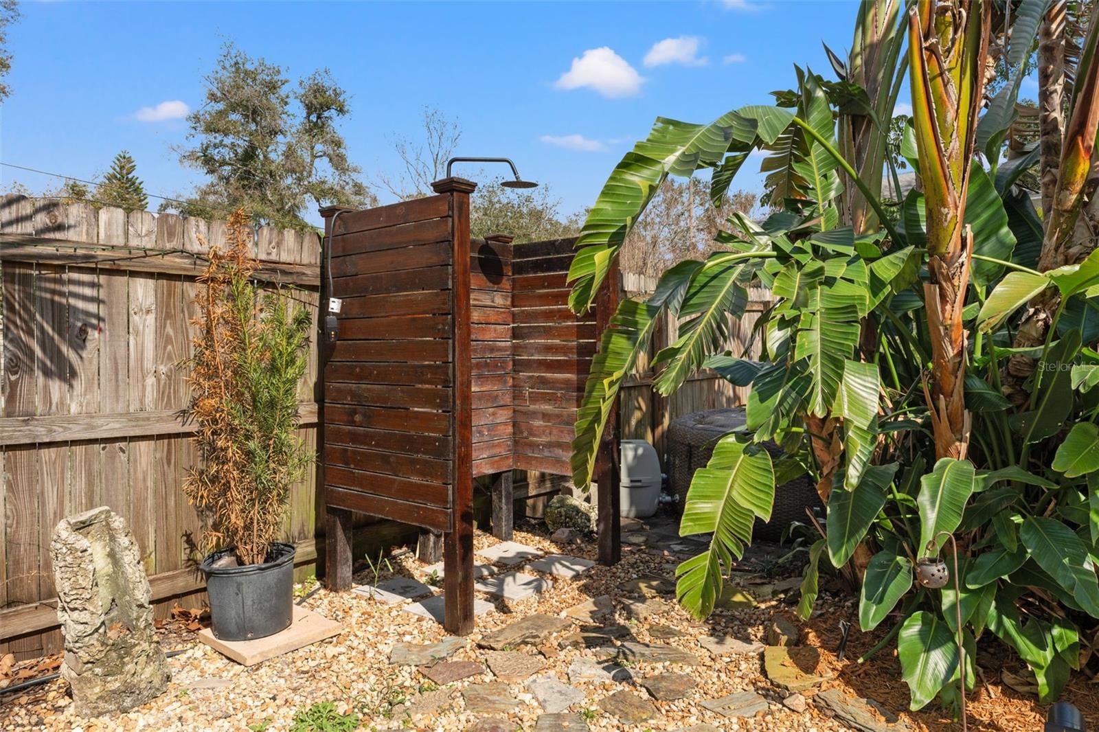 Outdoor Shower has Hot & Cold Water