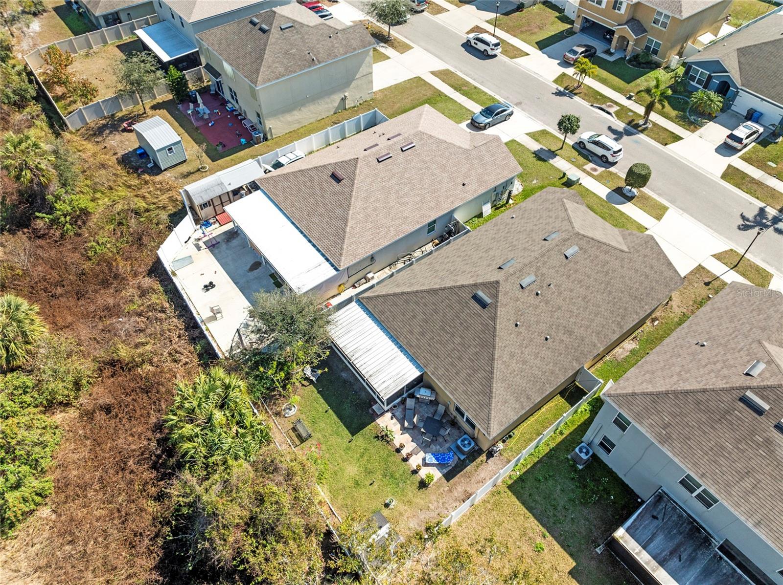 backyard. extra privacy behind the house