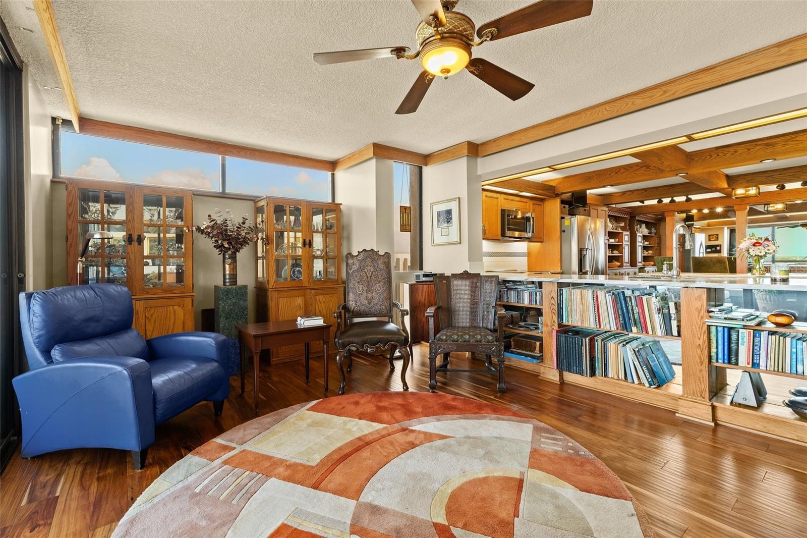 Family room off the open kitchen.