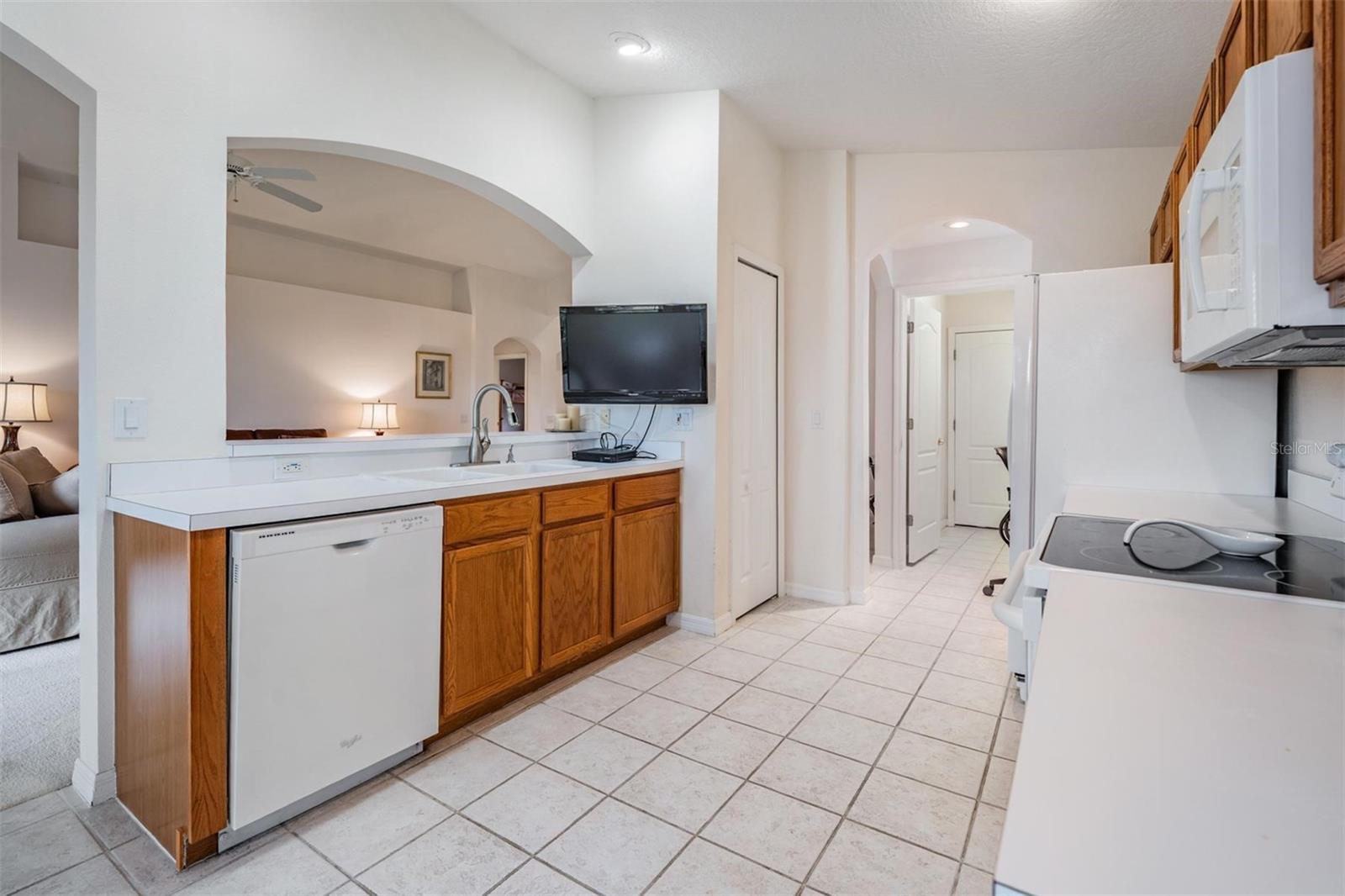 Kitchen with tiled floor