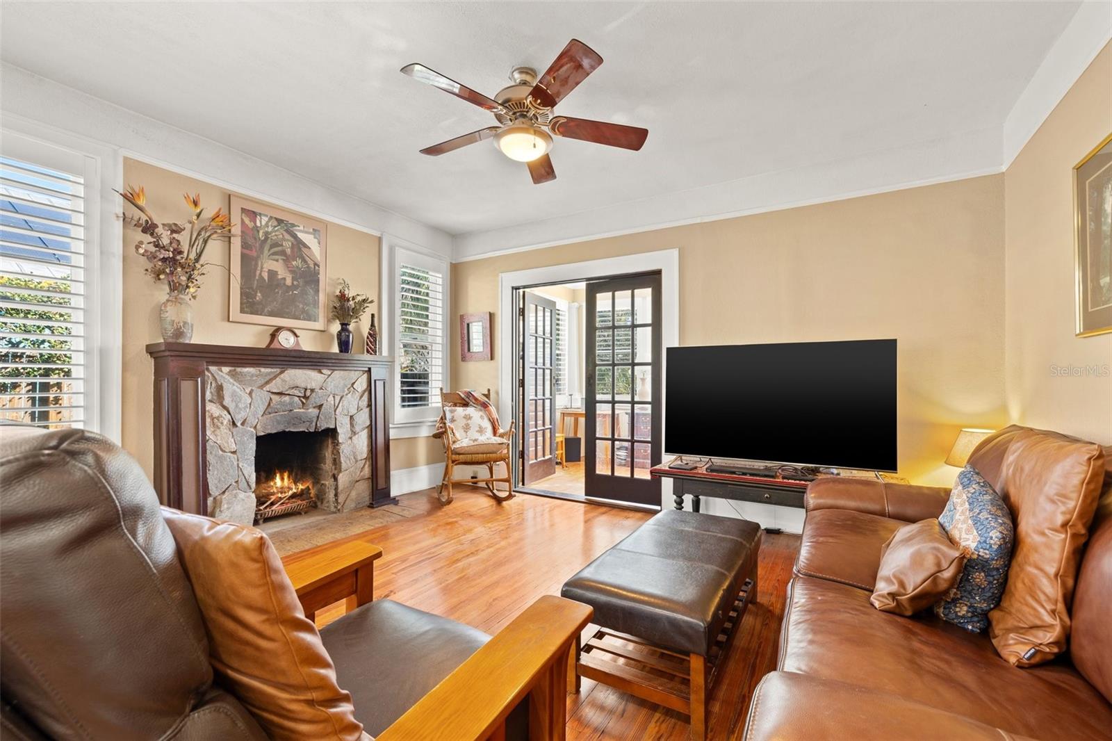 Living room and fireplace