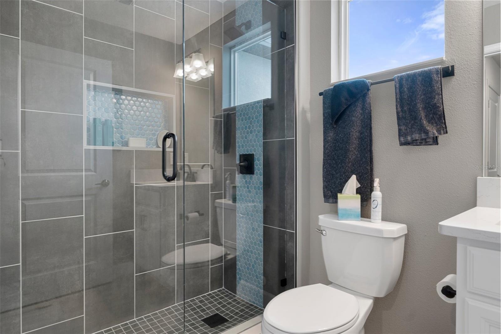 Upstairs Guest Bathroom with Custom Shower