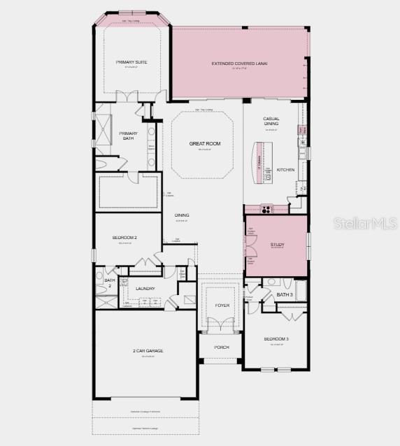 Structural options added include: covered extended lanai, bay window at primary suite, outdoor kitchen rough-in, study, gourmet kitchen.