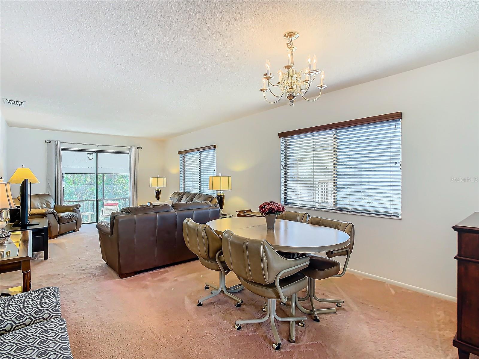 Dining area and living room