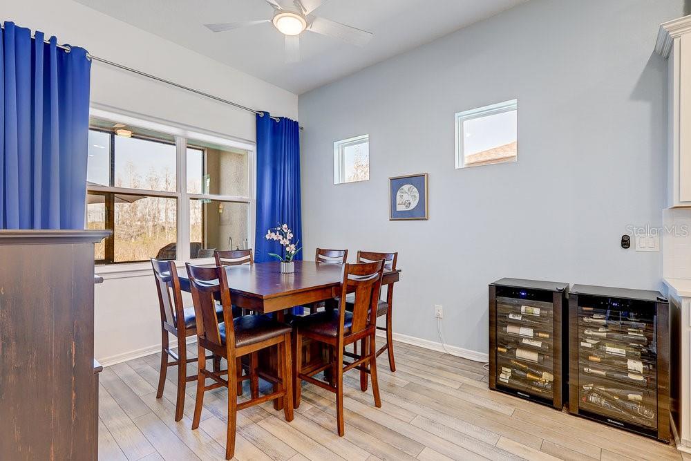 Dining area off of kitchen with private conservation views