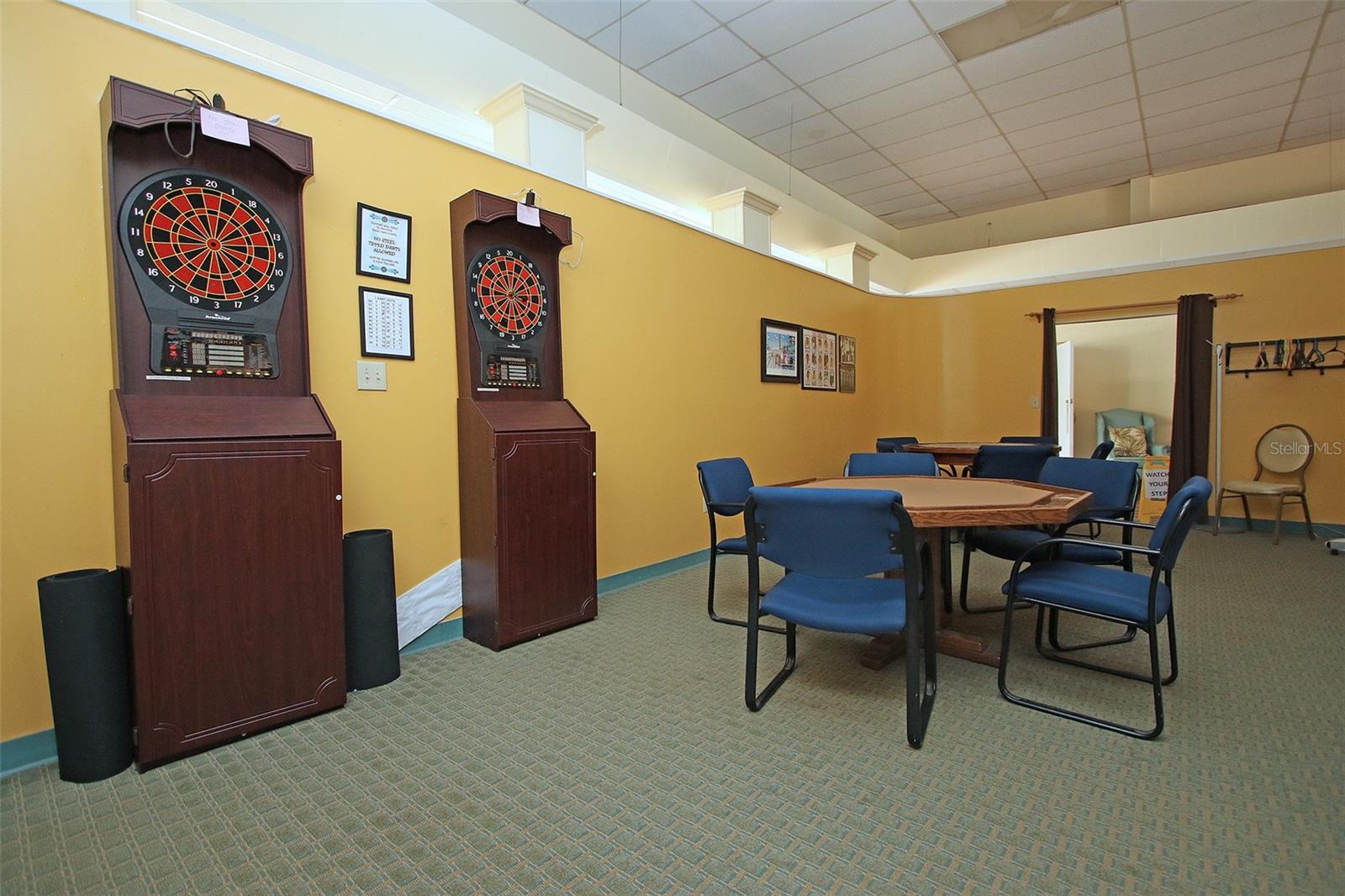 Darts and card game room.