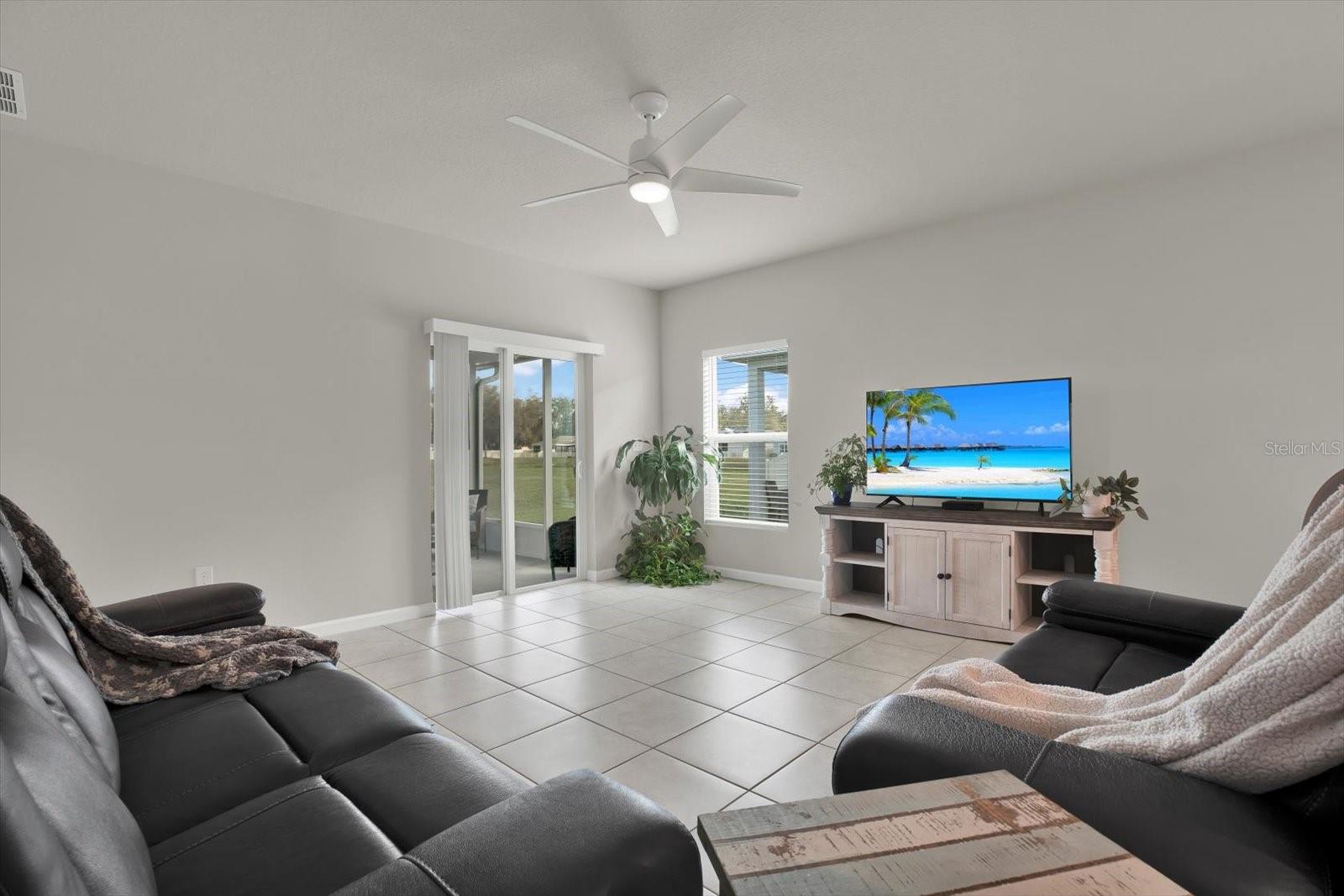 View from kitchen to great room