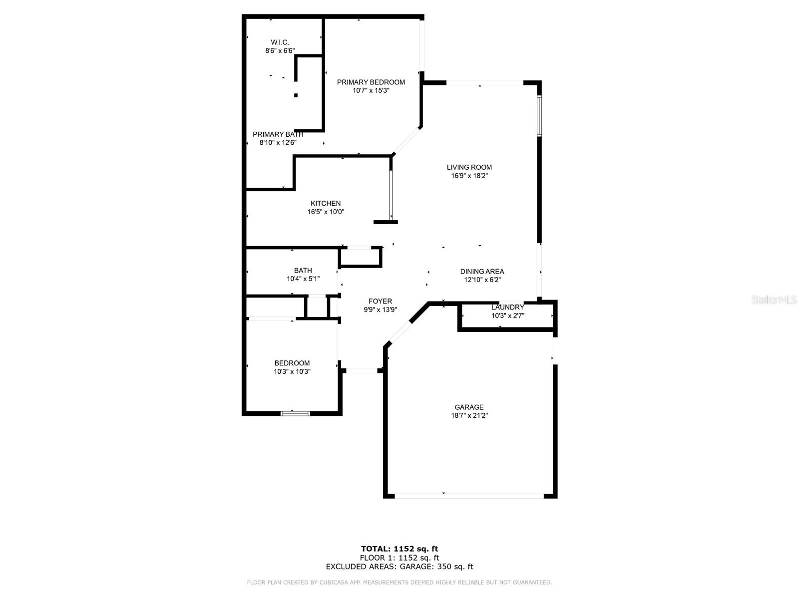 Floor plan of the home with approximate dimensions