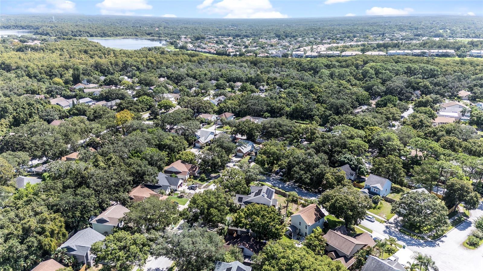 Aerial view of the surrounding community