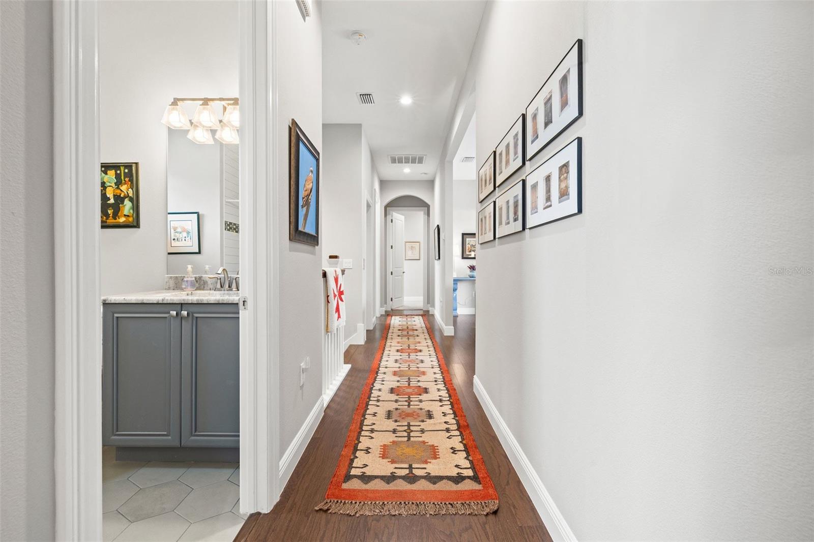 hallway, guest bathroom