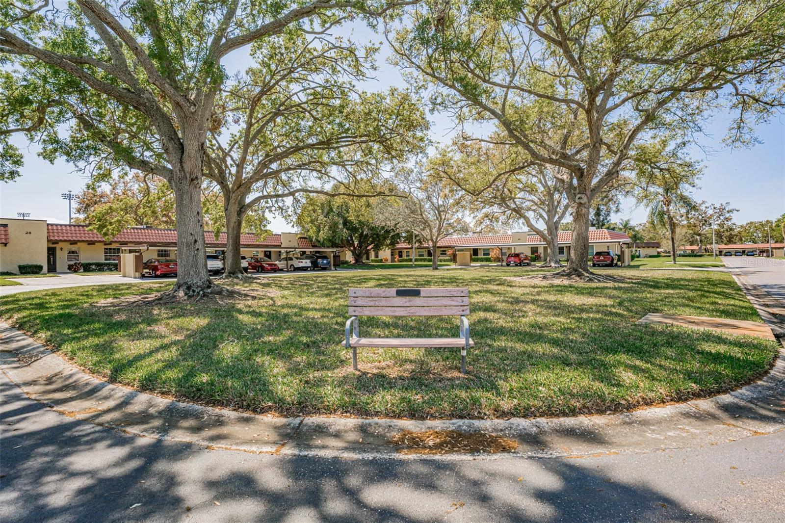 Courtyard with seating bench