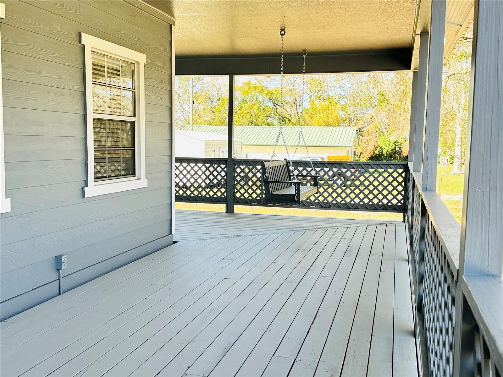 Built in porch swing