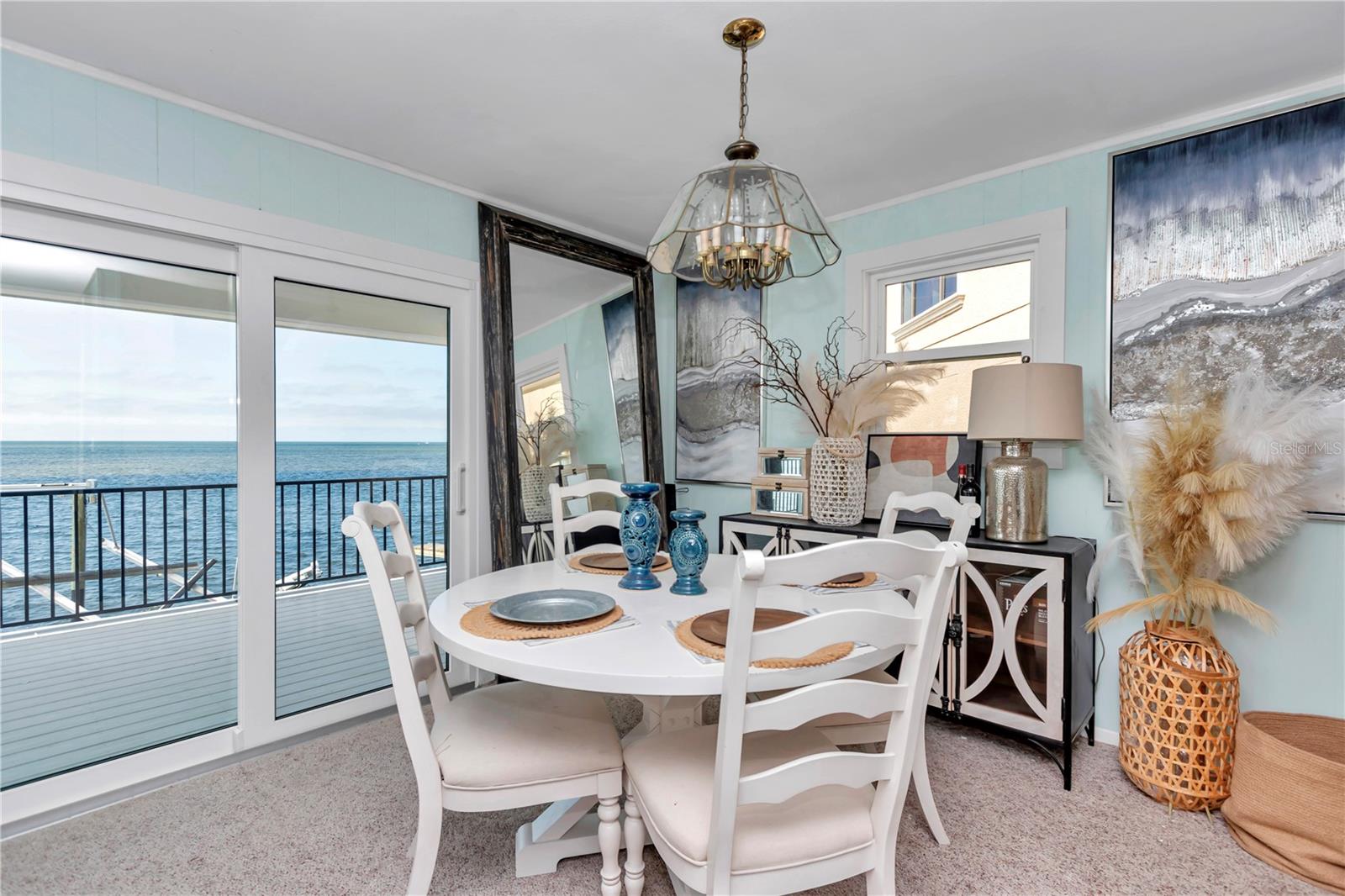 sliding glass doors from living room and dining space