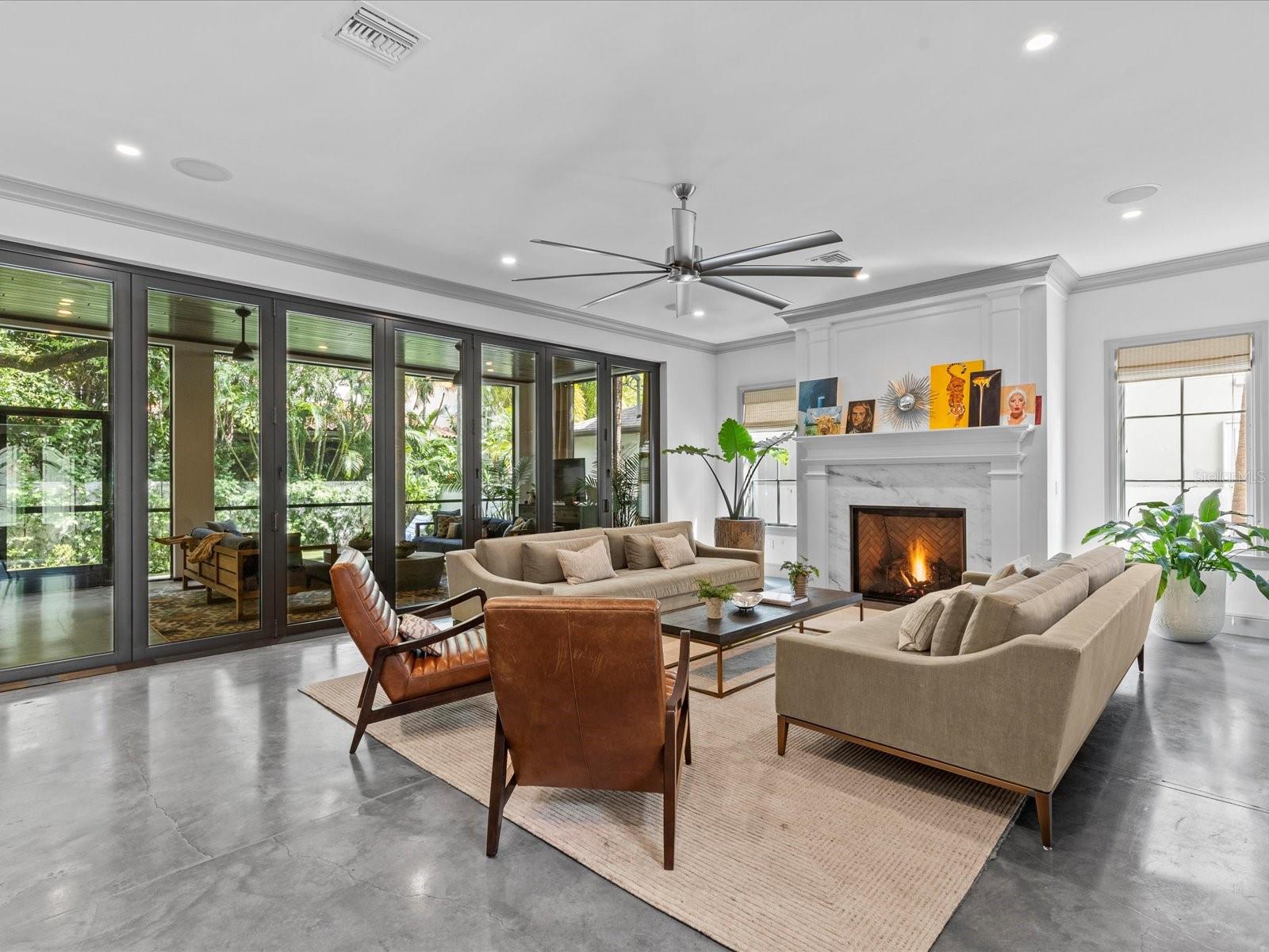 Living Room with According Glass Doors