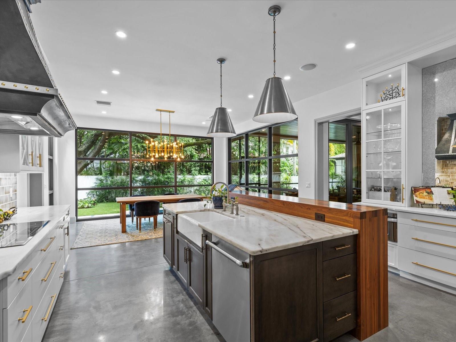 Kitchen with view of back yard