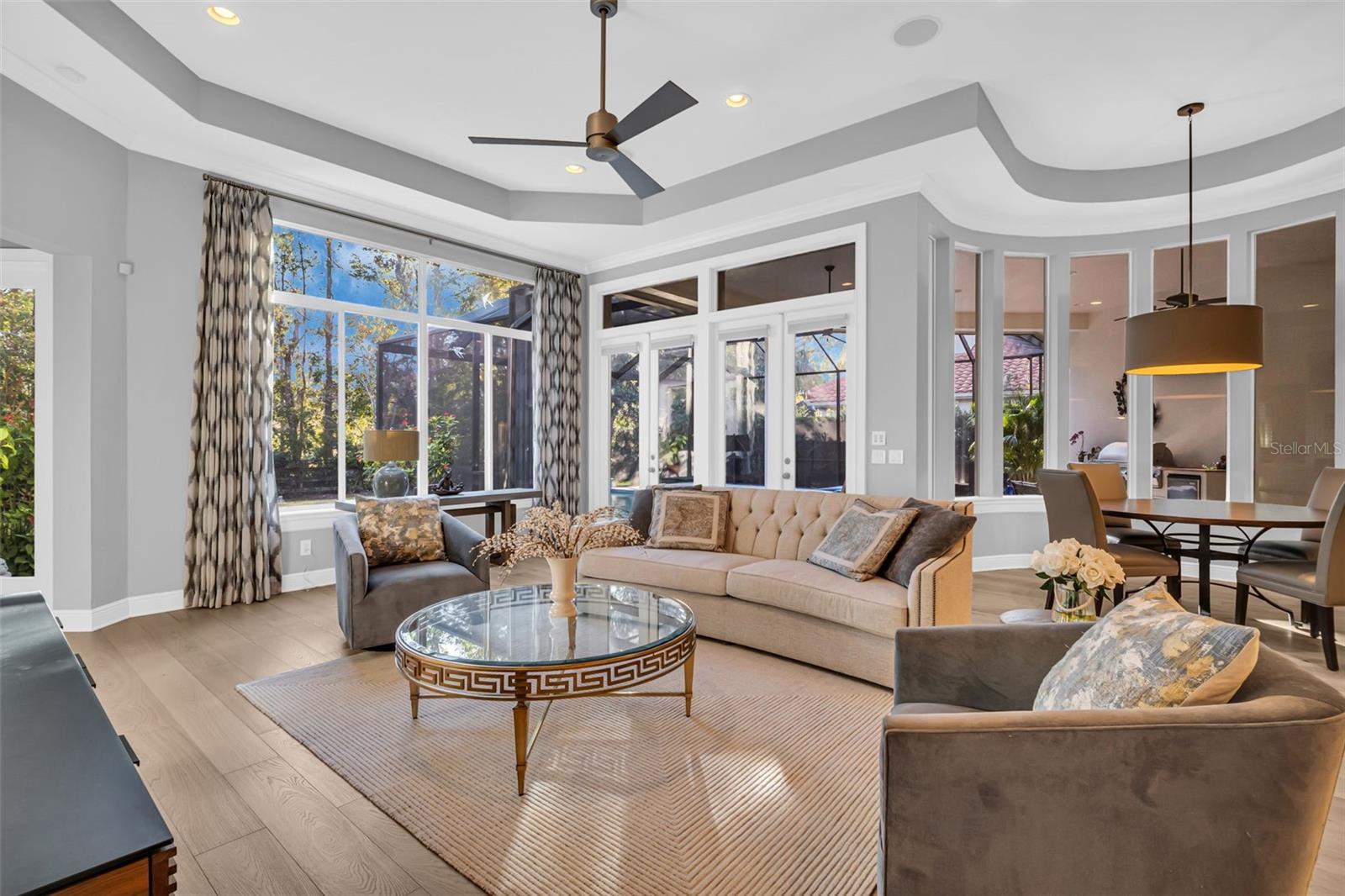 Family Room with views of the backyard and patio/pool area