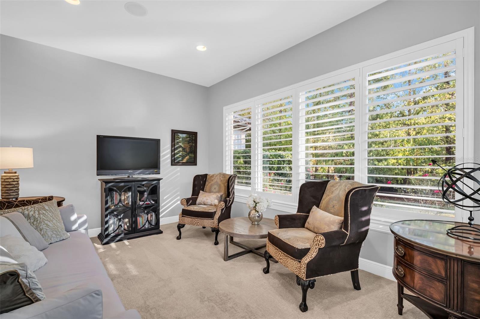 Den off of family room with backyard view