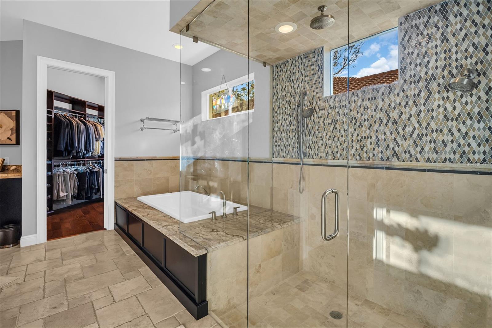 Large glass enclosed shower