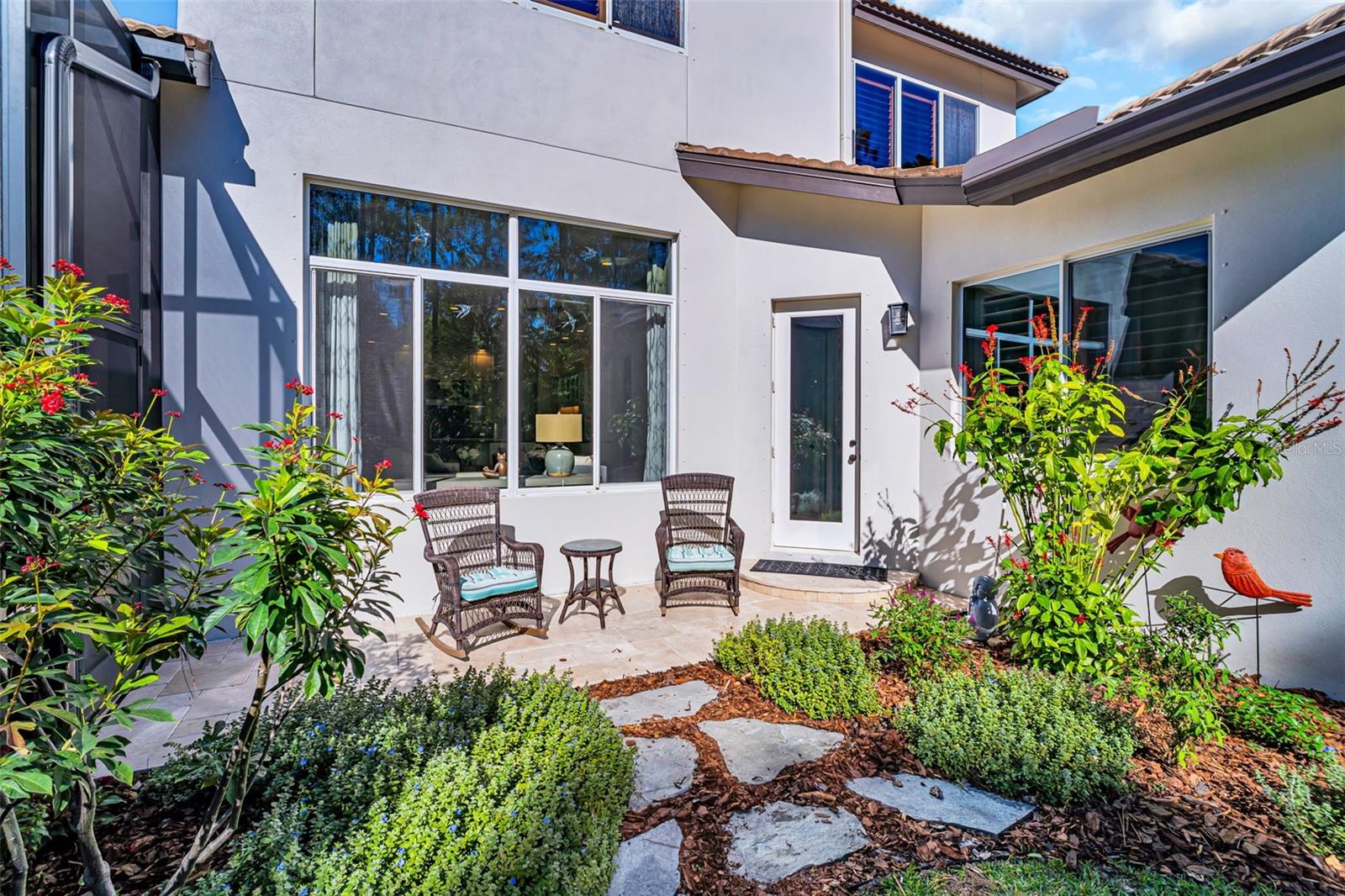 Courtyard with flower garden view