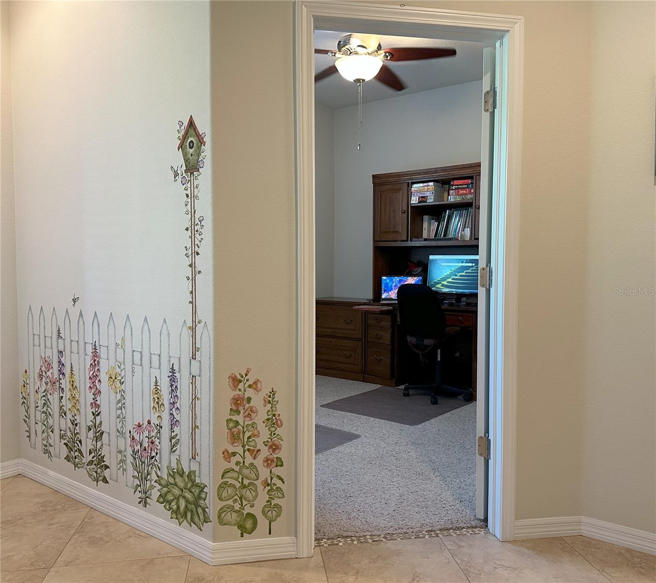 Hallway with garden mural