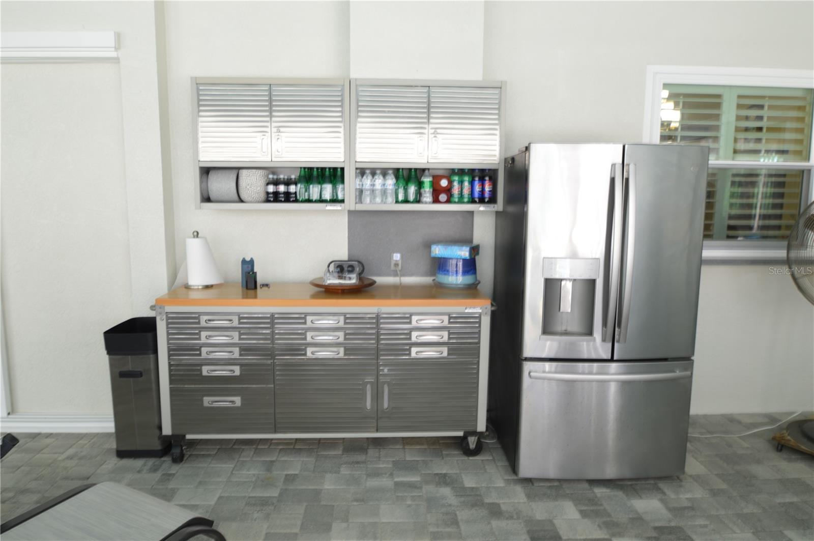 Lanai Serving Counter, Storage & Extra Refrigerator #1