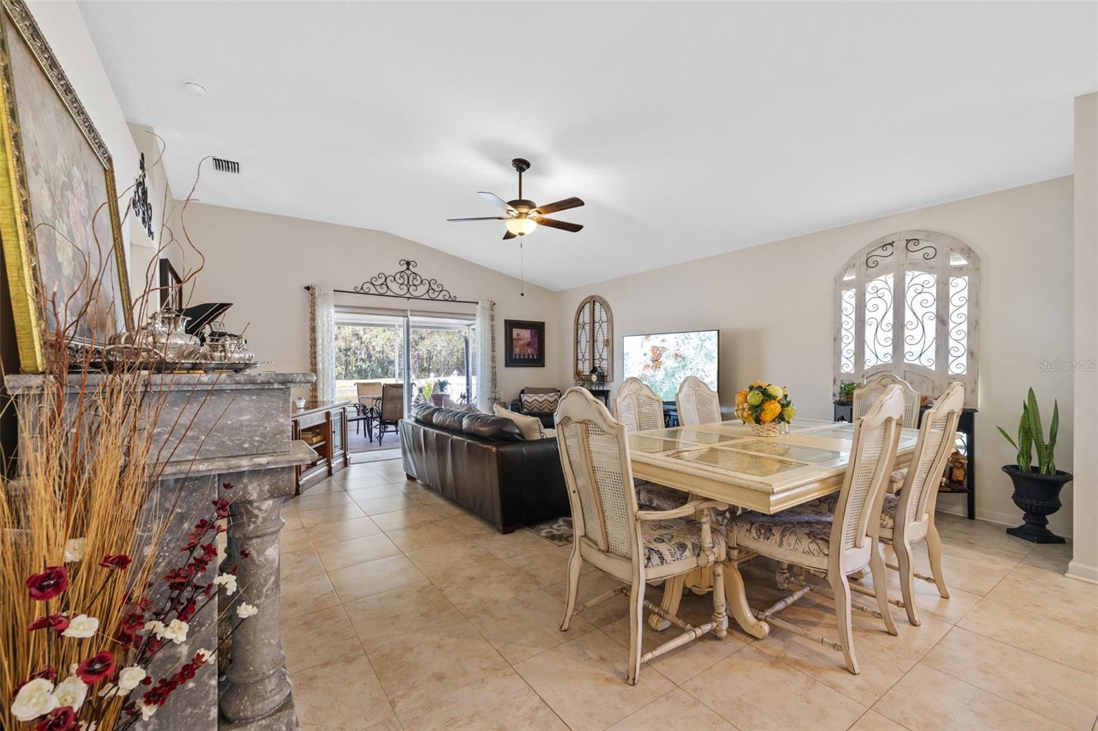 View of family room from kitchen