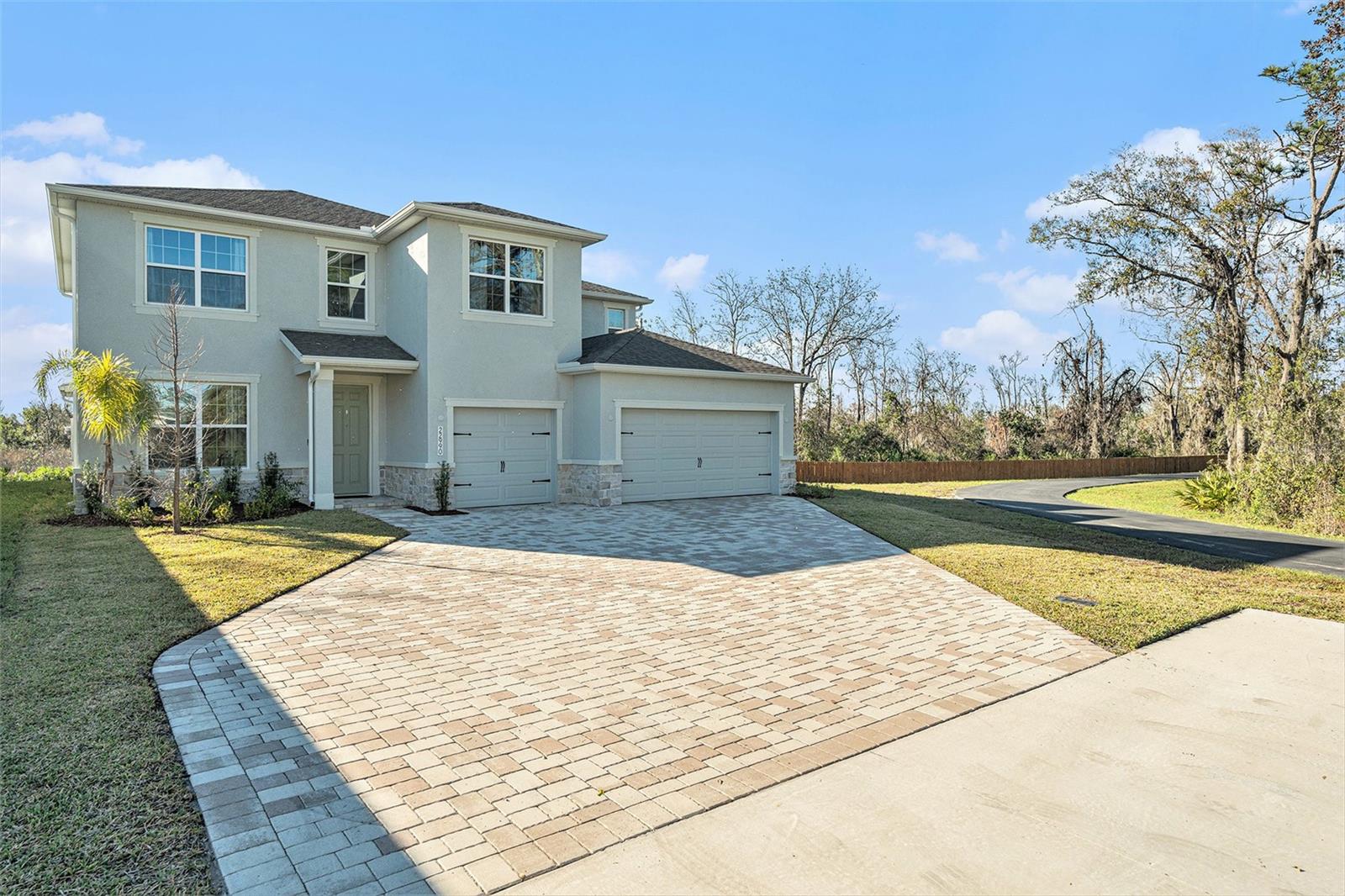 Oversized paved driveway