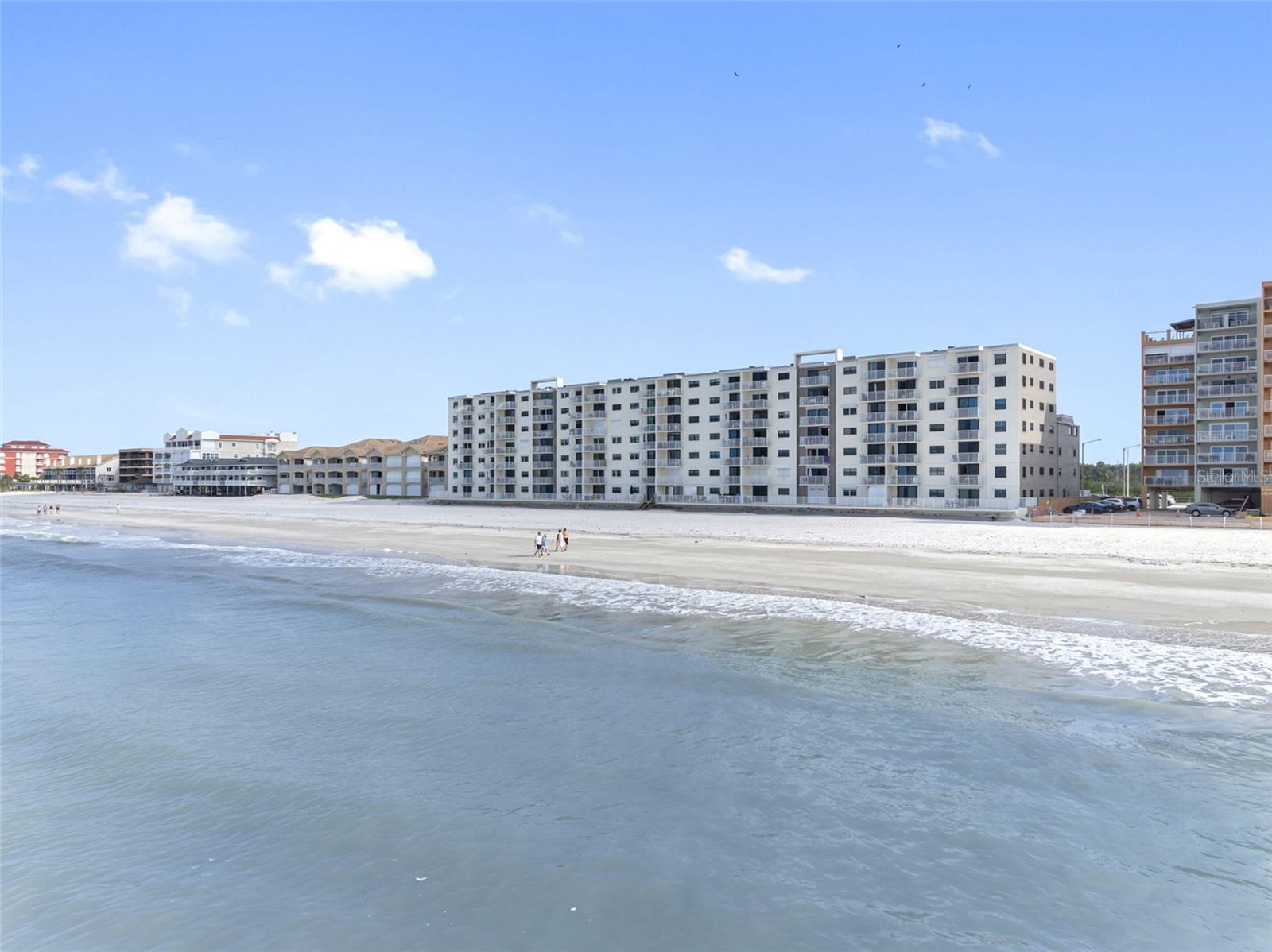 Sandy beach and blue water