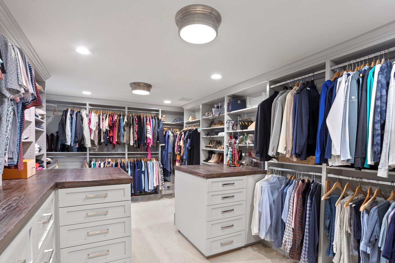 Fabulously large walk in closet in primary suite.