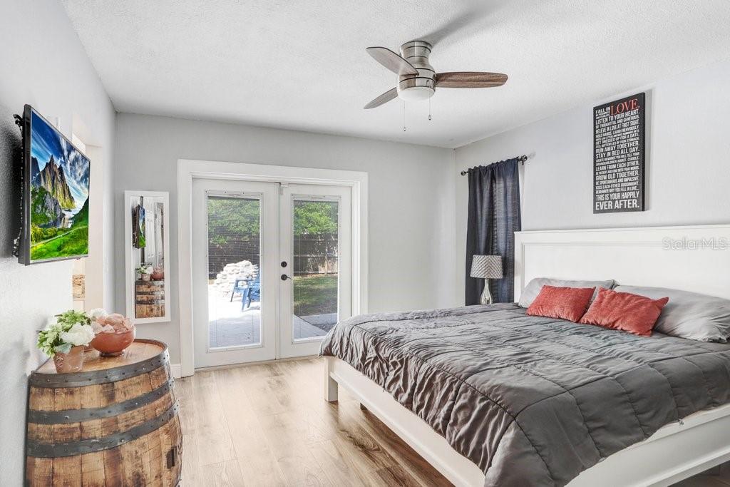 Primary Bedroom with French doors to Outside Area