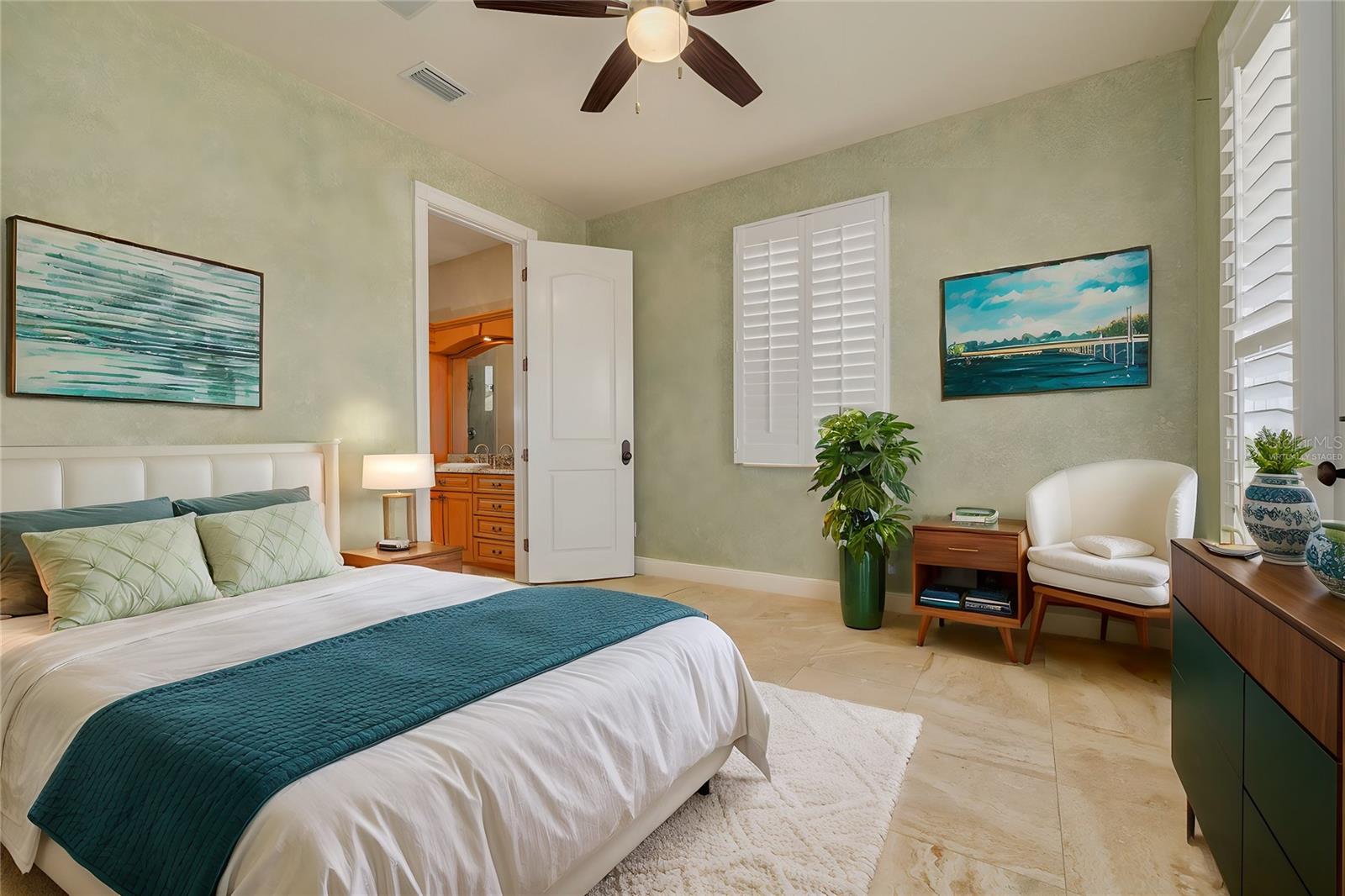 Virtually Staged -Upstairs Bedroom 1 - Top of stairs.