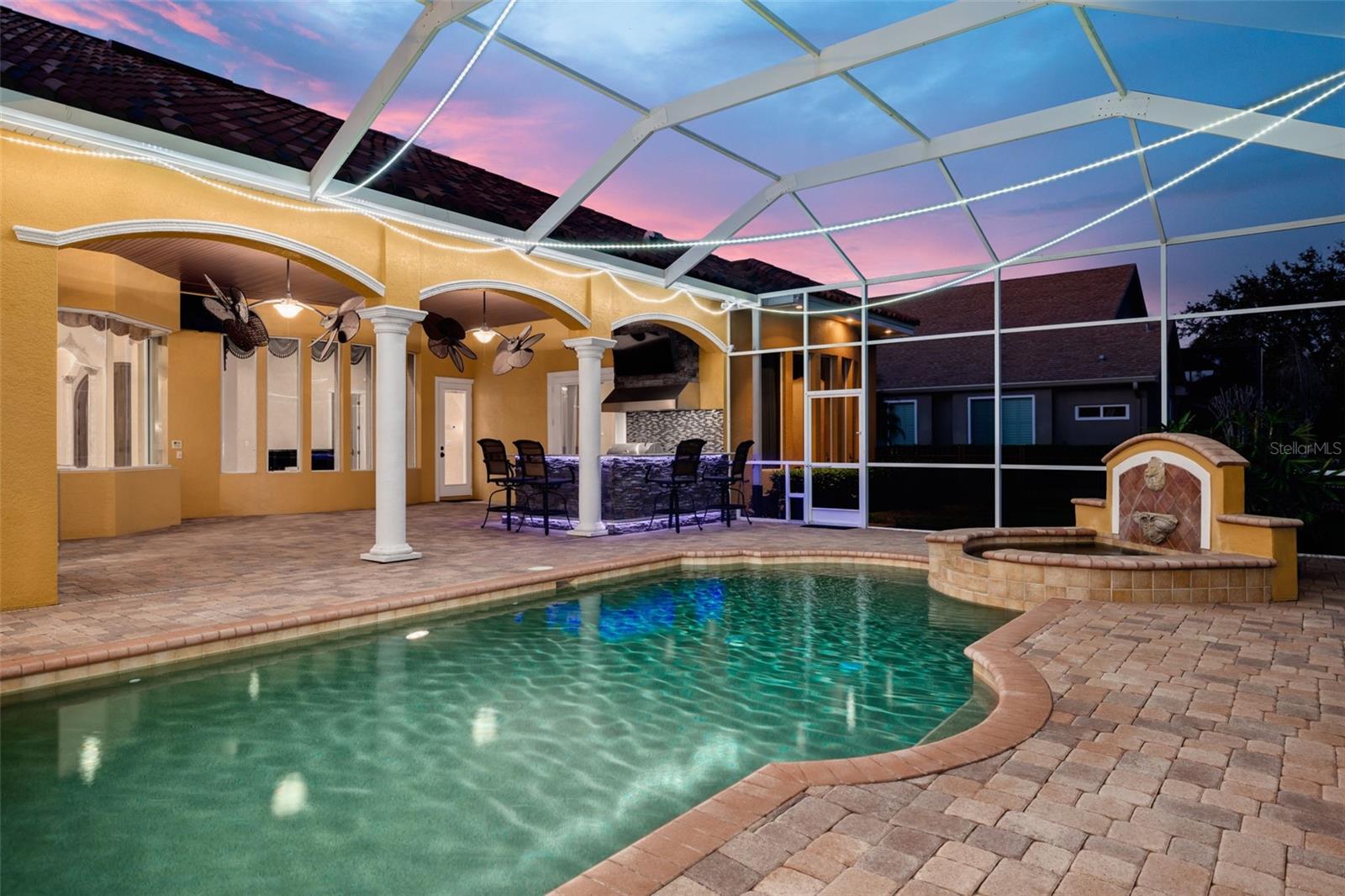 Night Shot Outdoor Kitchen / Pool