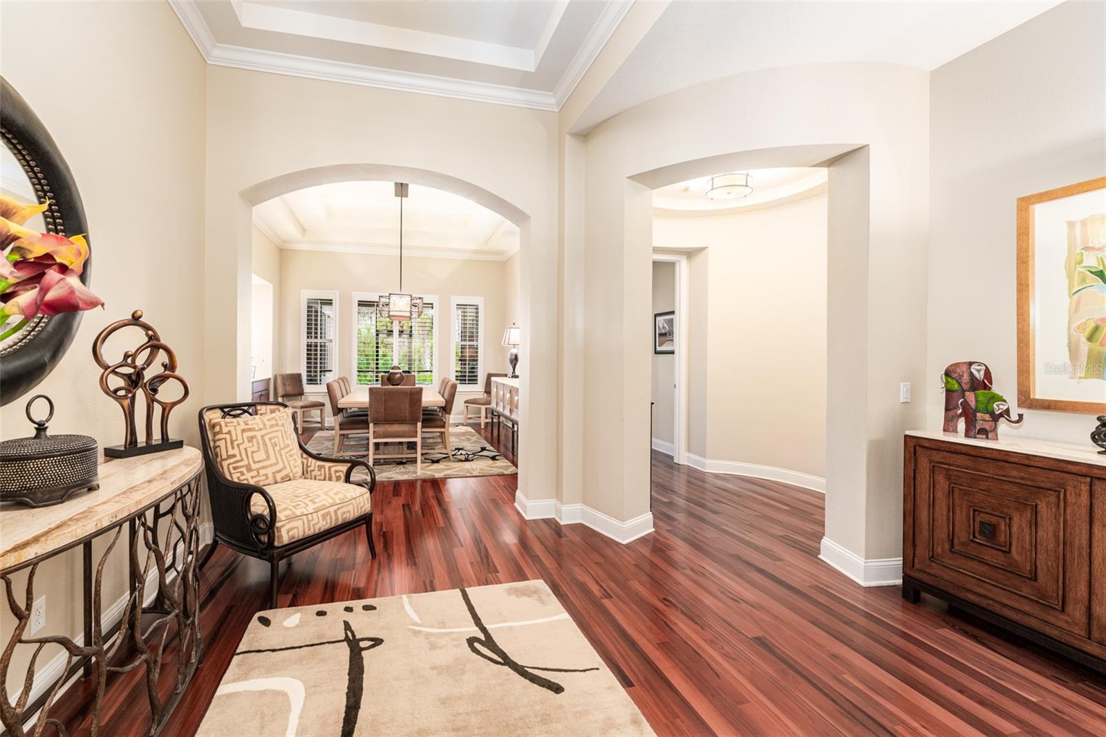 Foyer with Coffered Ceiling & Crown